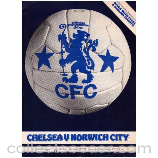 1977 Chelsea v Norwich City Official Programme - Collect Soccer