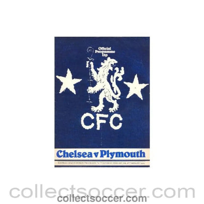 1977 - Chelsea v Plymouth official programme 19/02/1977, - Collect Soccer