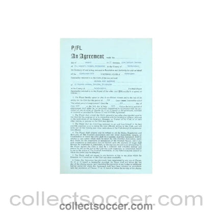 1977 - Contract For Hire of a Player between Birmingham City F.C. and Michael John Rathbone of 01/08/1977 - Collect Soccer