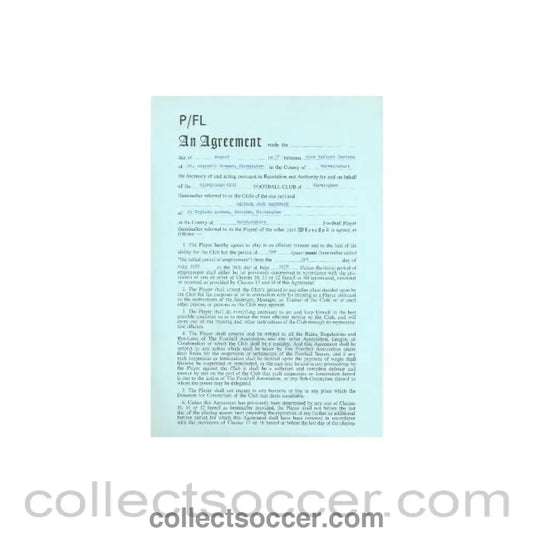 1977 - Contract For Hire of a Player between Birmingham City F.C. and Michael John Rathbone of 01/08/1977
