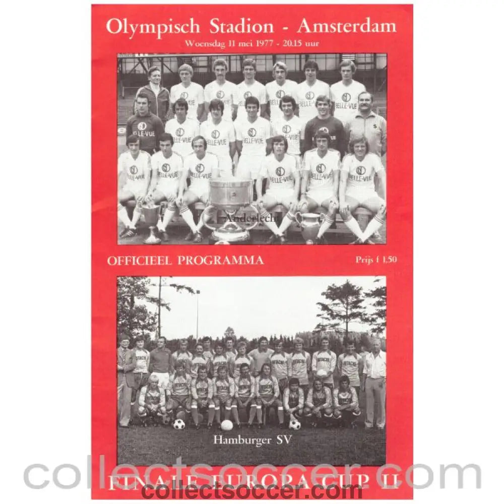 1977 Cup Winners Cup Final Official Programme Anderlecht v Hamburg - Collect Soccer