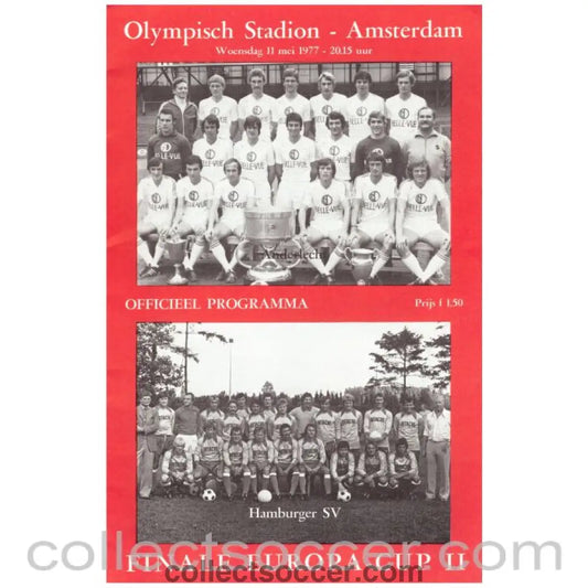 1977 Cup Winners Cup Final Official Programme Anderlecht v Hamburg - Collect Soccer