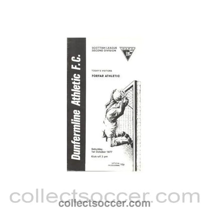 1977 - Dunfermline Athletic v Forfar Athletic official programme 01/10/1977 Scottish League - Collect Soccer