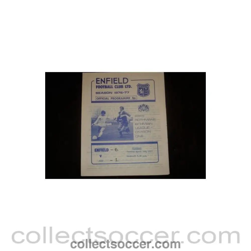1977 - Enfield v Jerv official programme 05/04/1977, Semi-Professional International - Collect Soccer