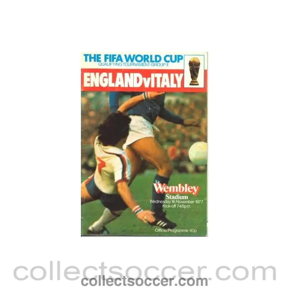 1977 England v Italy official programme 16/11/1977 - Collect Soccer