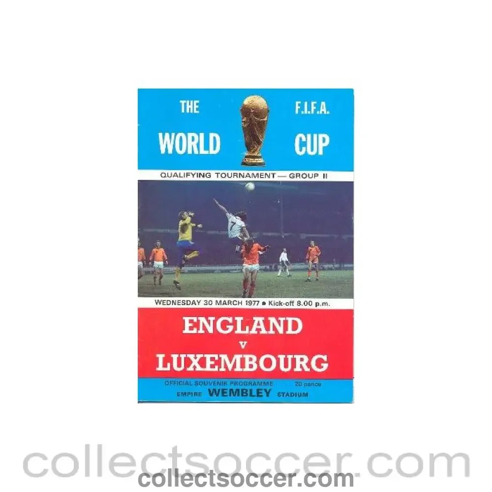 1977 England v Luxembourg official programme 30/03/1977 - Collect Soccer