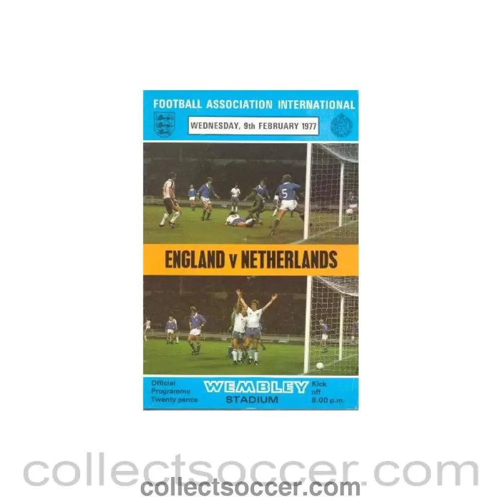 1977 England v Netherlands official programme 09/02/1977 - Collect Soccer