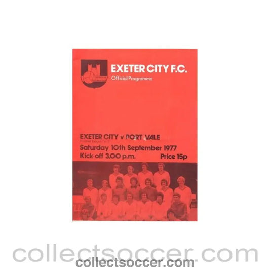 1977 - Exeter City v Port Vale official programme 10/09/1977 Football League - Collect Soccer