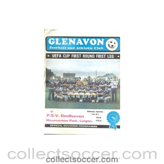 1977 - Glenavon v Eindhoven official programme 14/09/1977 UEFA Cup - Collect Soccer