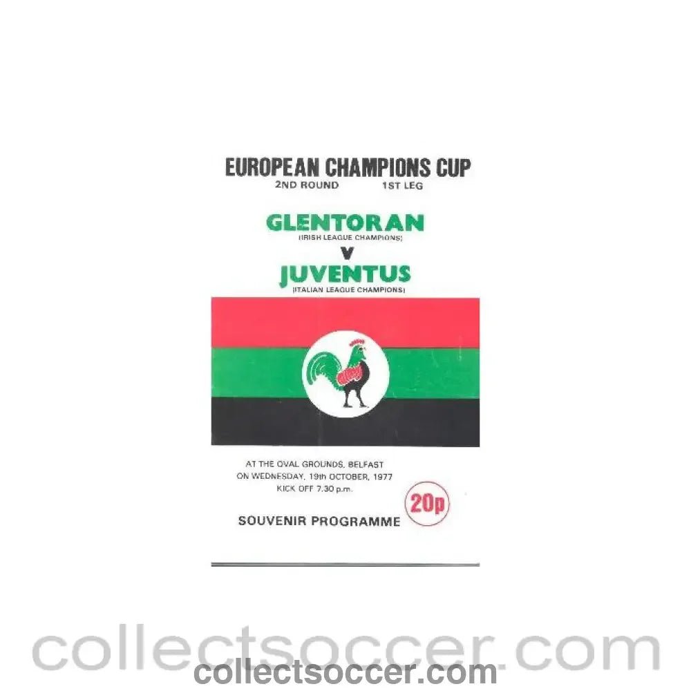 1977 - Glentoran v Juventus official programme 19/10/1977 European Cup - Collect Soccer