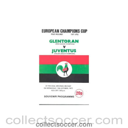 1977 - Glentoran v Juventus official programme 19/10/1977 European Cup - Collect Soccer