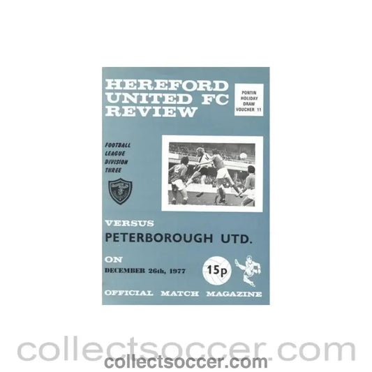 1977 - Hereford United v Peterborough official programme 26/12/1977 Football League - Collect Soccer
