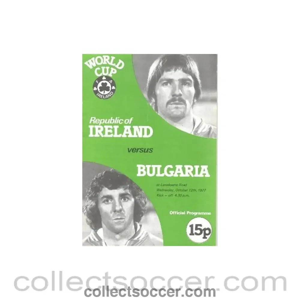 1977 - Ireland v Bulgaria official programme 12/10/1977 World Cup qualifier - Collect Soccer