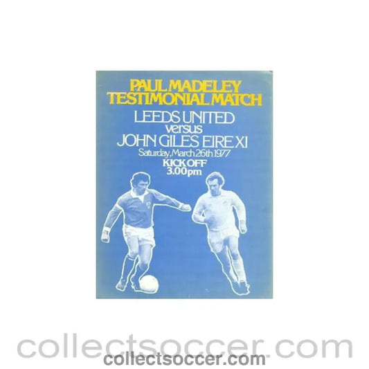 1977 - Leeds United Paul Madeley official programme 26/03/1977 - Collect Soccer