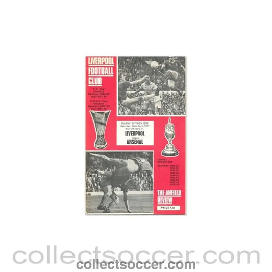 1977 - Liverpool v Arsenal official programme 16/04/1977 - Collect Soccer