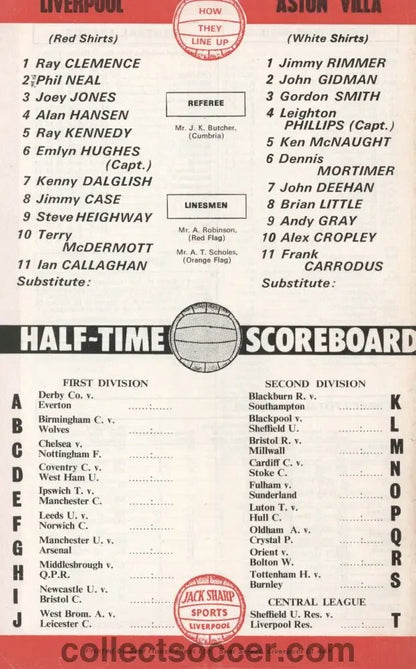 1977 - Liverpool v Aston Villa official programme 05/11/1977 - Collect Soccer