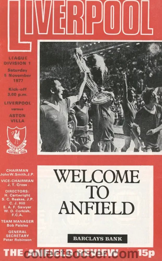 1977 - Liverpool v Aston Villa official programme 05/11/1977 - Collect Soccer