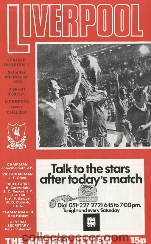 1977 - Liverpool v Chelsea official programme 08/10/1977 - Collect Soccer