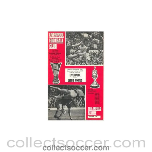 1977 - Liverpool v Leeds United official programme 02/04/1977 - Collect Soccer