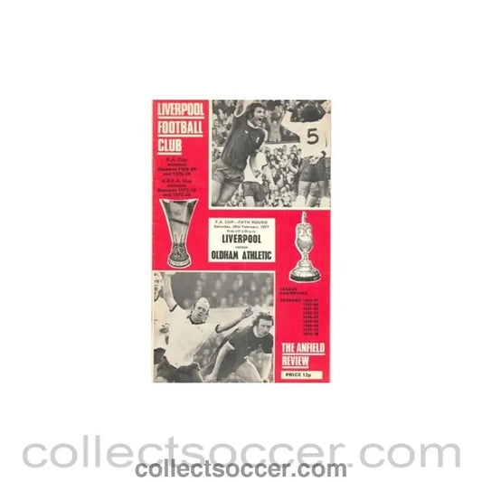 1977 - Liverpool v Oldham Athletic official programme 26/02/1977 - Collect Soccer