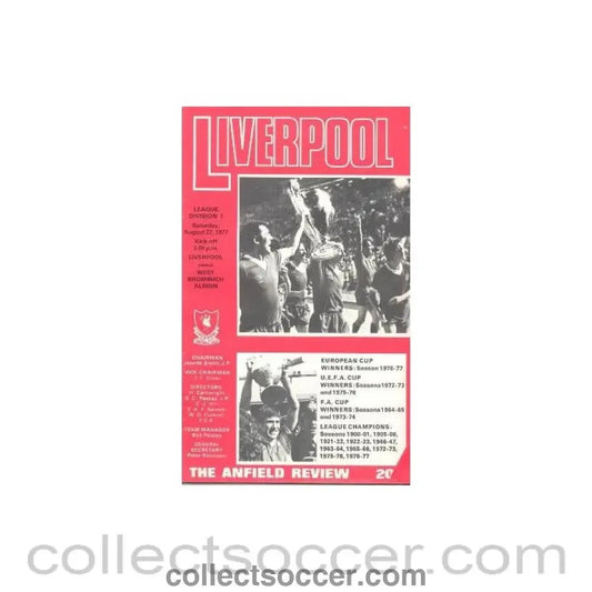 1977 - Liverpool v West Bromwich Albion official programme 27/08/1977 - Collect Soccer