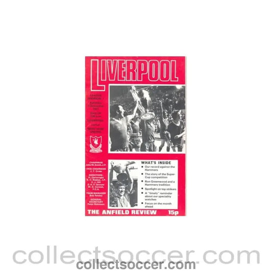 1977 - Liverpool v West Ham United official programme 03/12/1977 - Collect Soccer