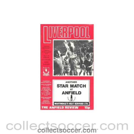 1977 - Liverpool v Wolverhampton Wandarers official programme 27/12/1977 - Collect Soccer