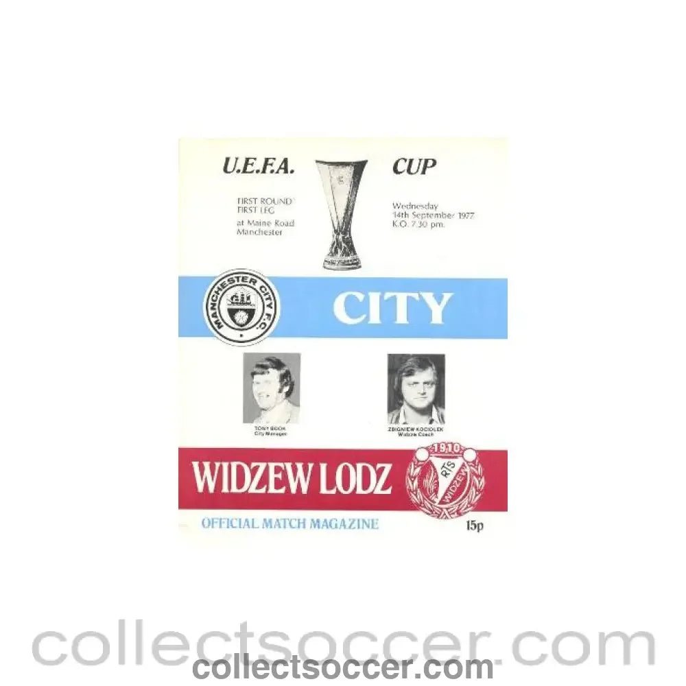 1977 - Manchester City v Widzew Lodz, Poland official programme 14/09/1977 UEFA Cup - Collect Soccer