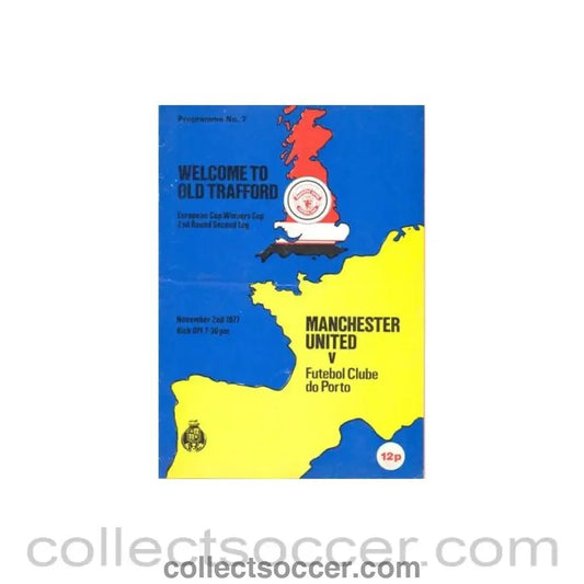 1977 - Manchester United v Porto official programme 02/11/1977 Cup Winners Cup - Collect Soccer