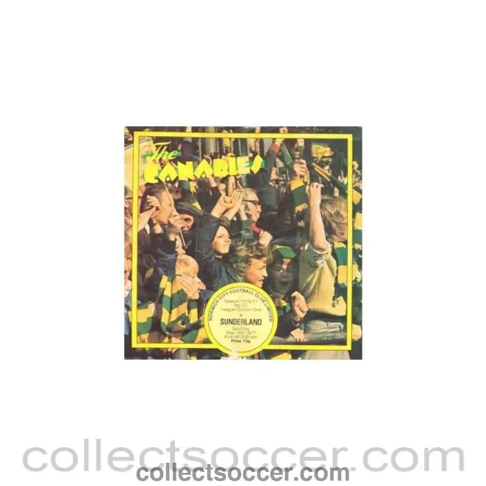 1977 - Norwich City v Sunderland official programme 14/05/1977 Football League - Collect Soccer