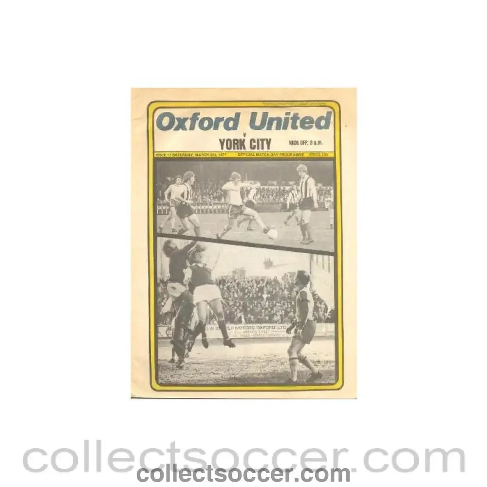 1977 - Oxford United v York City official programme 05/03/1977 - Collect Soccer
