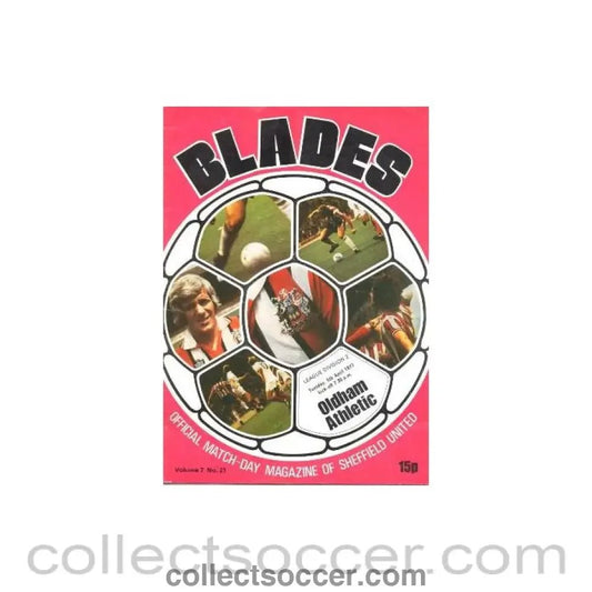 1977 - Sheffield United v Oldham Athletic official programme 05/04/1977 - Collect Soccer