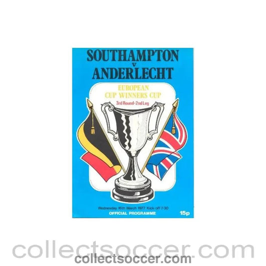 1977 - Southampton v Anderlecht official programme 16/03/1977 European Cup Winners Cup - Collect Soccer