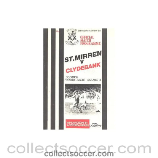 1977 - St. Mirren v Clydebank official programme 13/08/1977 Scottish Premier League - Collect Soccer