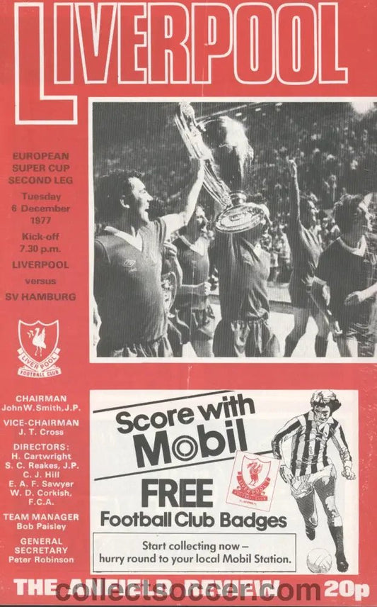 1977 Super Cup Final 2nd Leg Liverpool V Hamburg. - Collect Soccer
