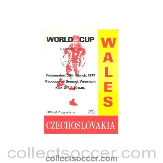 1977 - Wales v Czechoslovakia official programme 30/03/1977 World Cup Qualifying Tie - Collect Soccer