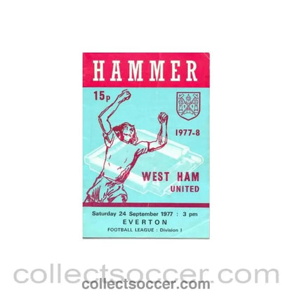 1977 - West Ham United v Everton official programme 24/09/1977 - Collect Soccer
