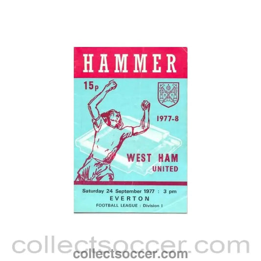 1977 - West Ham United v Everton official programme 24/09/1977 - Collect Soccer