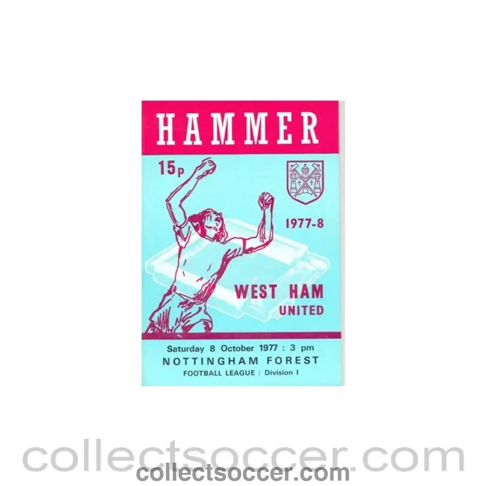 1977 - West Ham United v Nottingham Forest official programme 08/10/1977 - Collect Soccer