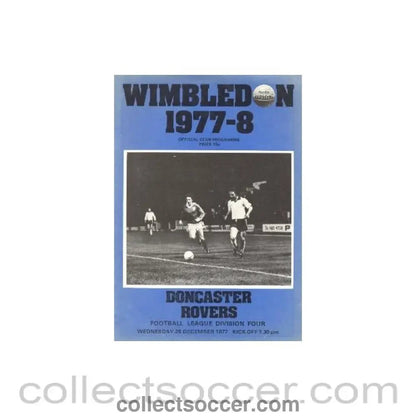 1977 - Wimbledon v Doncaster Rovers official programme 28/12/1977 - Collect Soccer