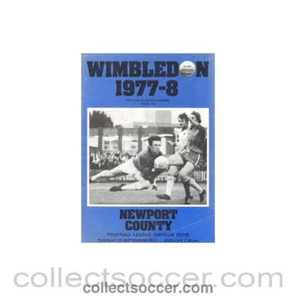1977 - Wimbledon v Newport County official programme 27/09/1977 - Collect Soccer