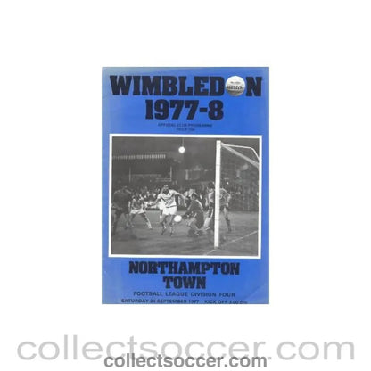 1977 - Wimbledon v Northampton Town official programme 24/09/1977 - Collect Soccer
