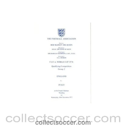1977 - World Cup 1978 Qualifying Competition Group 2 table of Events 16/11/1977 - Collect Soccer
