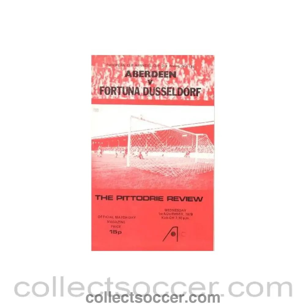 1978 - Aberdeen v Fortuna Dusseldorf official programme 01/11/1978 European Cup Winners Cup - Collect Soccer