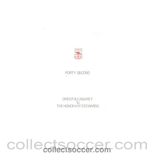 1978 - Arsenal - Dinner & Cabaret to The Honorary Stewards of Arsenal FC menu 04/12/1978