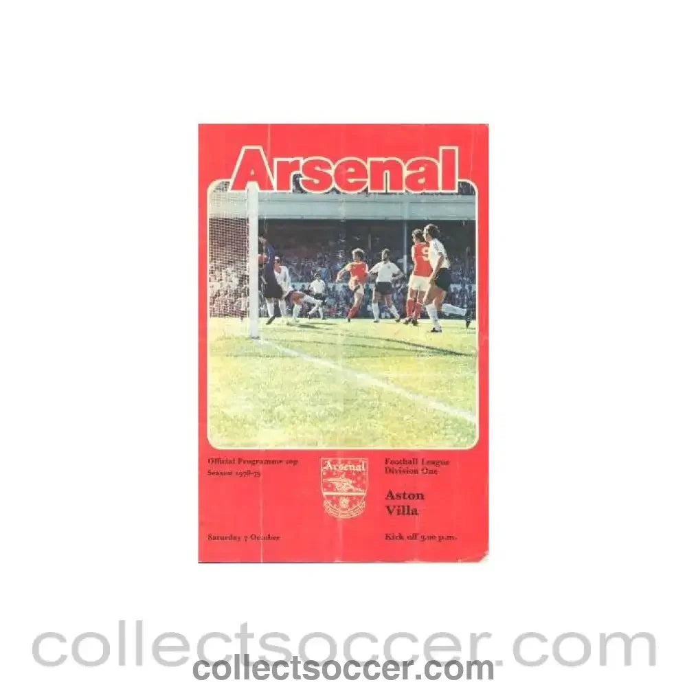 1978 - Arsenal v Aston Villa official programme 07/10/1978 Football League