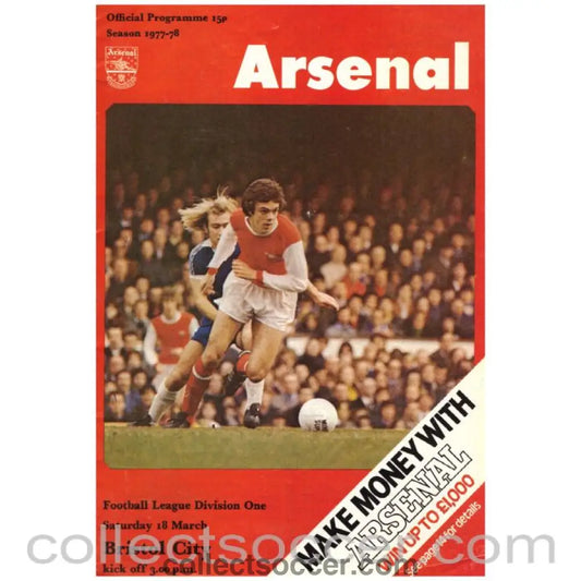 1978 Arsenal v Bristol City Football Programme - Collect Soccer