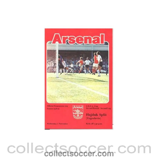 1978 - Arsenal v Hajduk Split official programme 01/11/1978 UEFA Cup