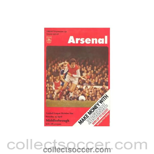 1978 - Arsenal v Middlesbrough official programme 29/04/1978 Football League