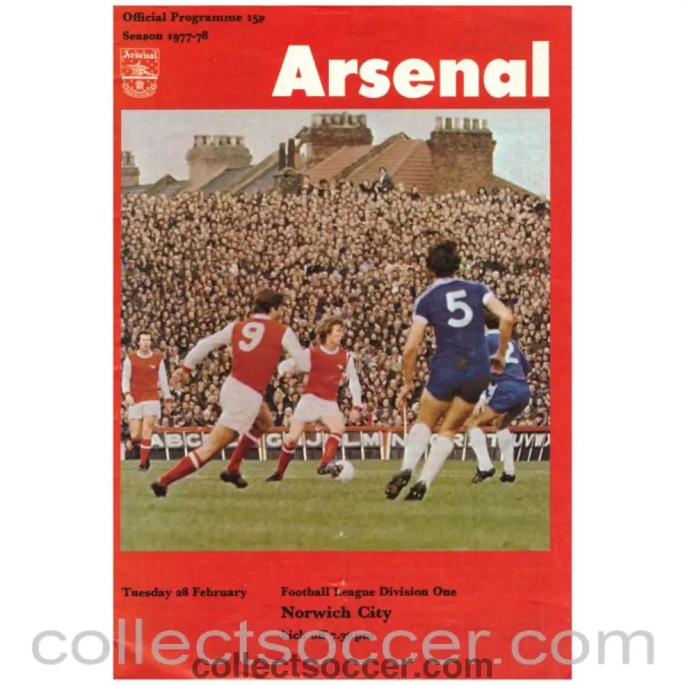 1978 Arsenal v Norwich City Football Programme - Collect Soccer